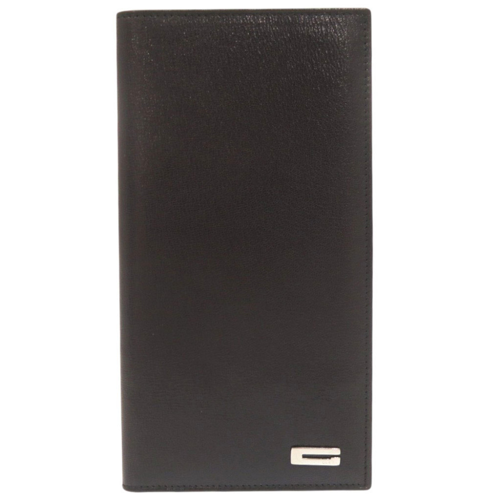 Gucci logo hardware leather black billfold long wallet 0918GUCCI